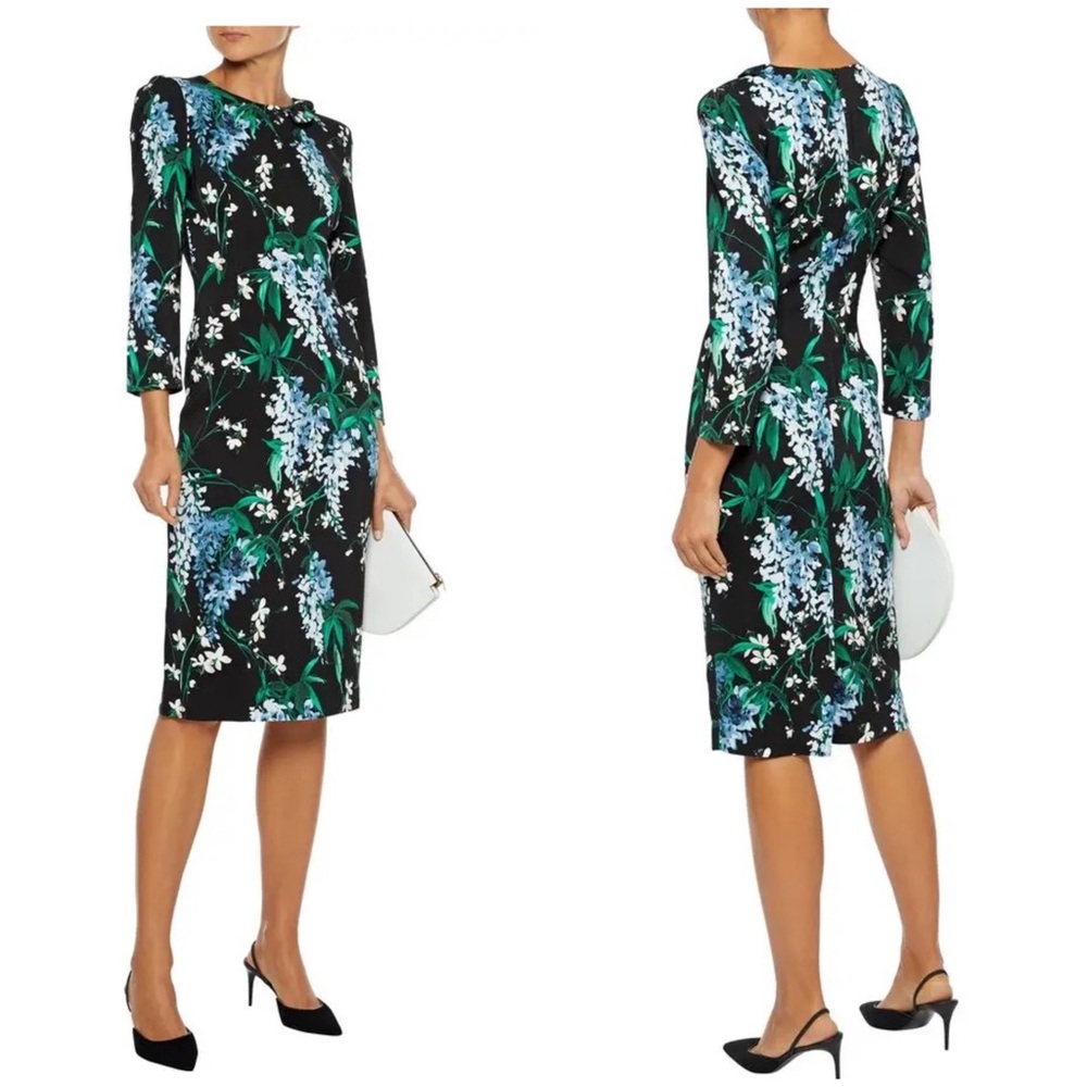 Goat Jenna Wisteria Pencil Dress In Blue Black Floral